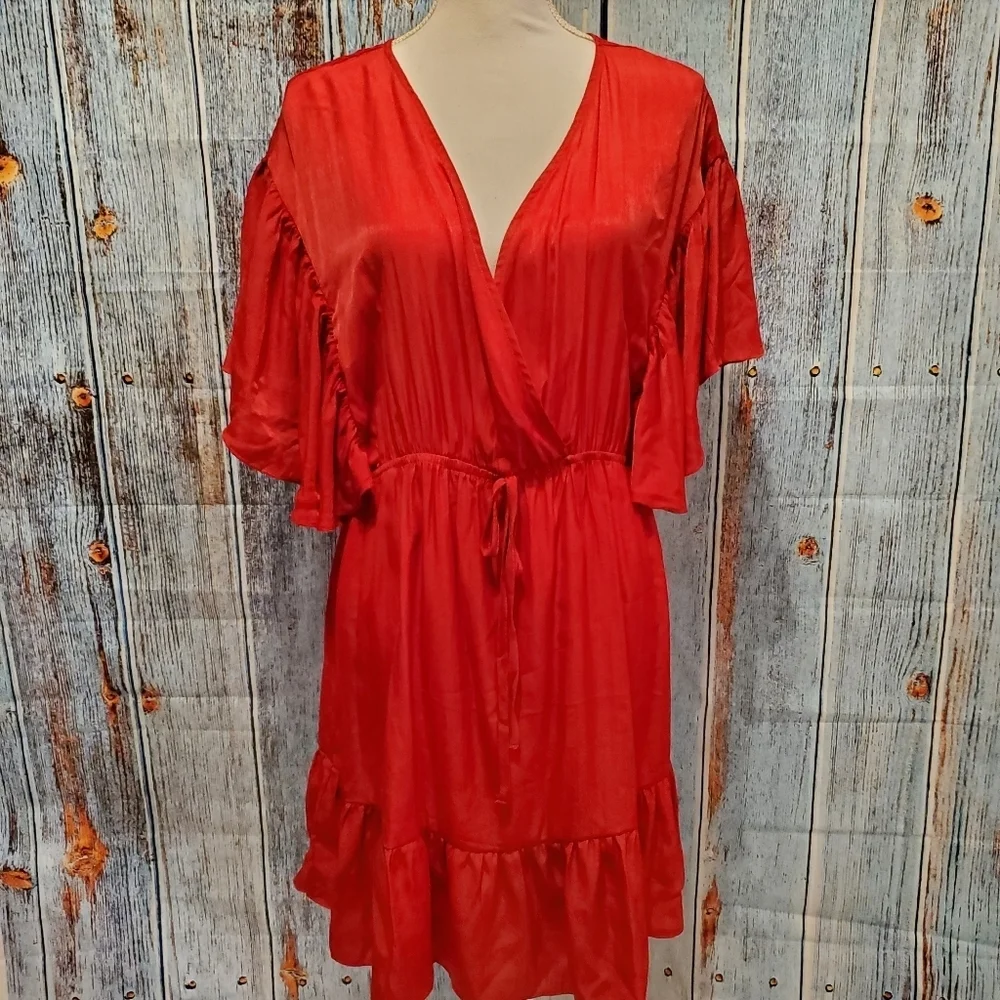 SHEIN Women's Surplice Neck Flutter Sleeve Ruffle Hem Dress - Picture 5 of 13